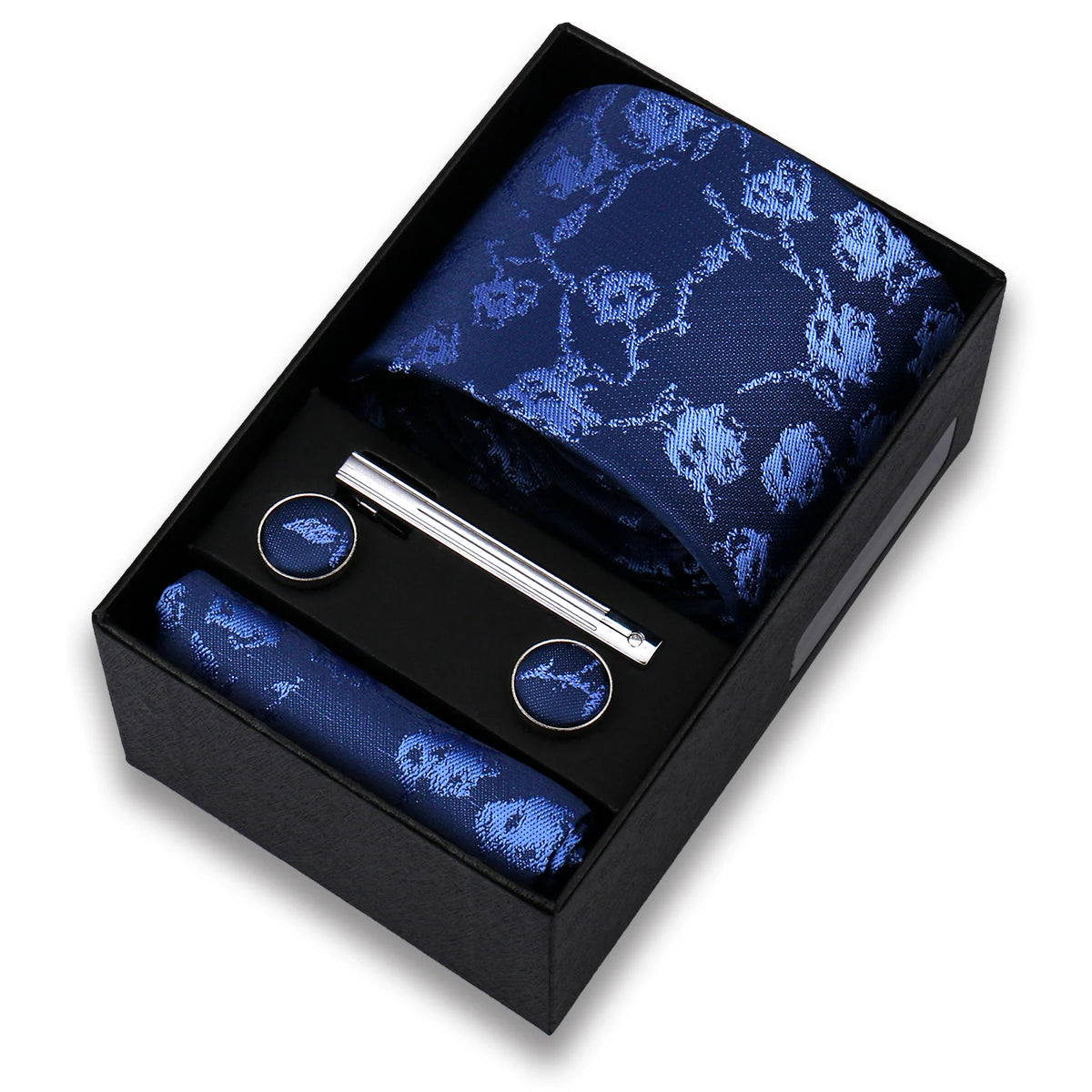 Tie Set For Men Silk Necktie Wedding Cufflinks Box Gift Tie Clip Men Pocket Square Necktie Luxury Business Wholesale Gravatas