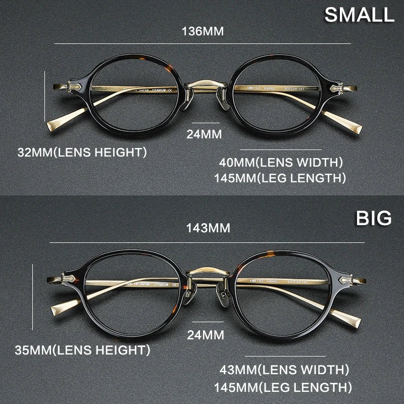 Vintage Acetate Titanium Eyeglasses Frame Men Round Myopia Prescription Optical Small Glasses Frame Women Luxury Brand Eyewear