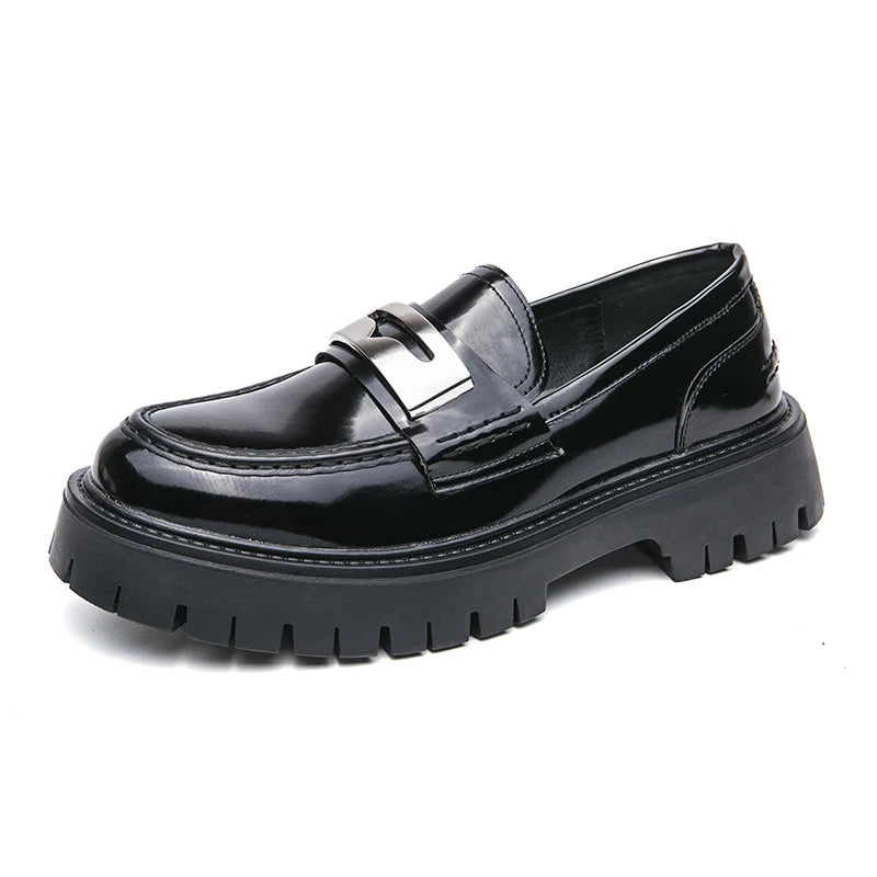 Platform New Men's Dress Leather Shoes High Classic Comfortable Pointed Toe Lace-up Business Shoes Fashion Casual Wedding Party