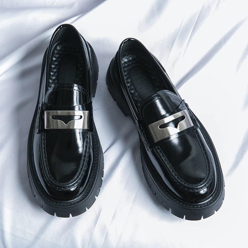 Platform New Men's Dress Leather Shoes High Classic Comfortable Pointed Toe Lace-up Business Shoes Fashion Casual Wedding Party