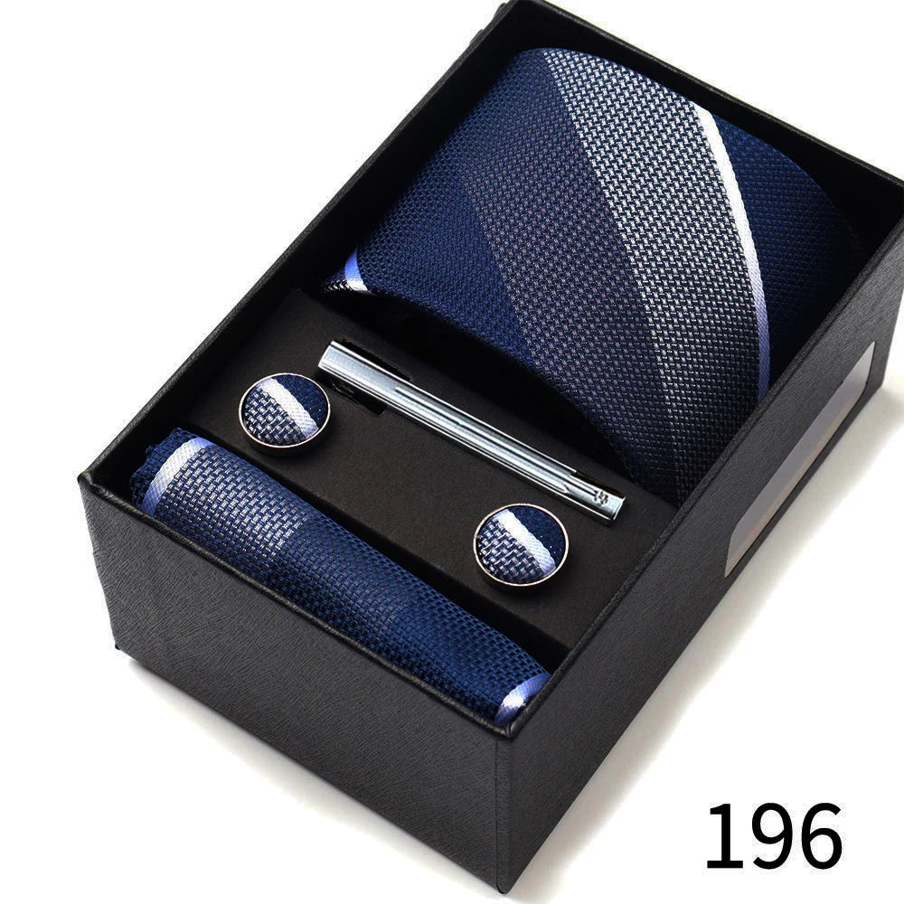 Business Ties Hanky Cufflink Tie Clips Set For Men Green Necktie Corbatas Suit Accessories Wedding In Gift Box Gravatas