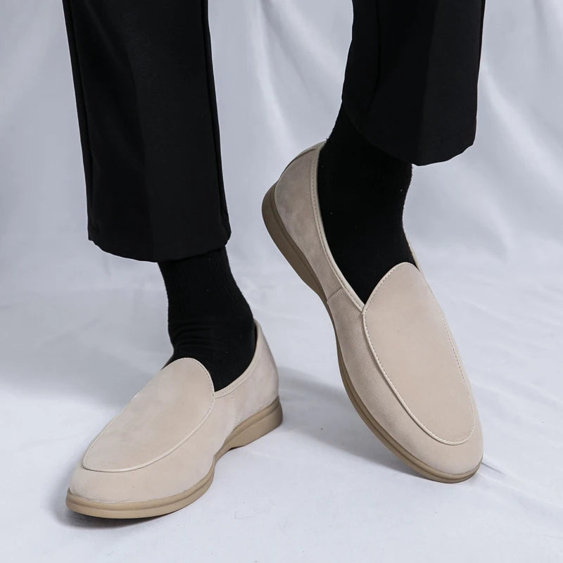 Autumn High-quality Suede Mens Loafers Simple Flat Casual Shoes Luxury Brand Nubuck Leather Outdoor Mocasin Party Wedding Shoes