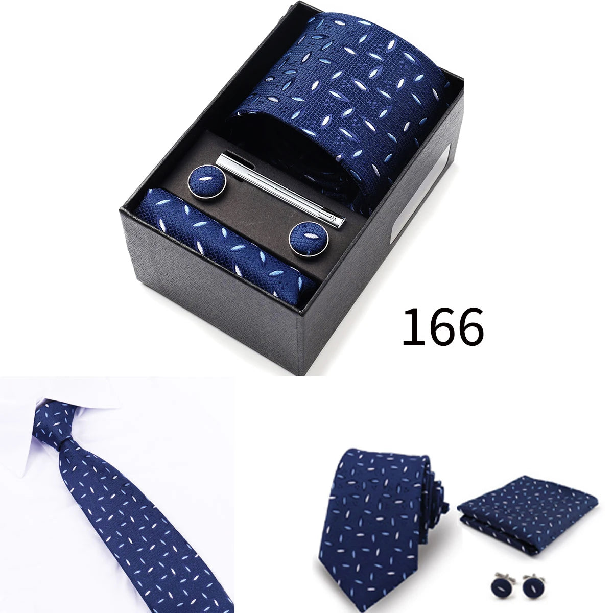 Business Ties Hanky Cufflink Tie Clips Set For Men Green Necktie Corbatas Suit Accessories Wedding In Gift Box Gravatas