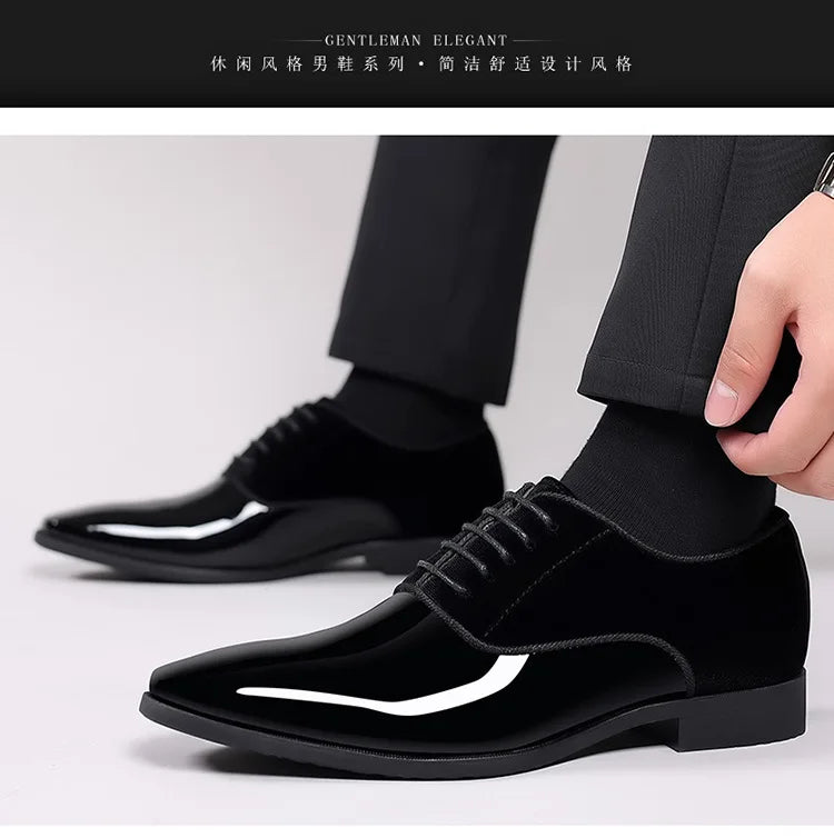 2023Classic Patent Leather Shoes for Men Casual Business Shoes Lace Up Formal Office Work Shoes for Male Party Wedding Oxfords
