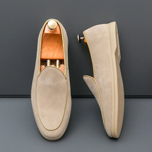 Autumn High-quality Suede Mens Loafers Simple Flat Casual Shoes Luxury Brand Nubuck Leather Outdoor Mocasin Party Wedding Shoes