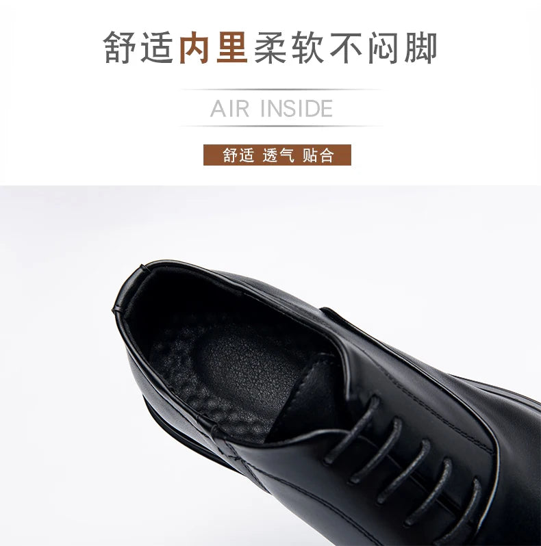 Fashion Business Formal Leather Shoes Men Black Male Wedding Shoes Luxury Derby Dress Lace-up Office Leather Shoes Man Plus Size