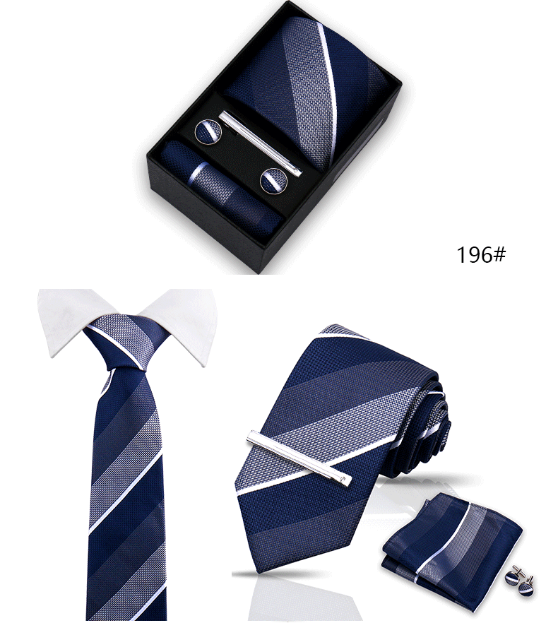 Tie Set For Men Silk Necktie Wedding Cufflinks Box Gift Tie Clip Men Pocket Square Necktie Luxury Business Wholesale Gravatas