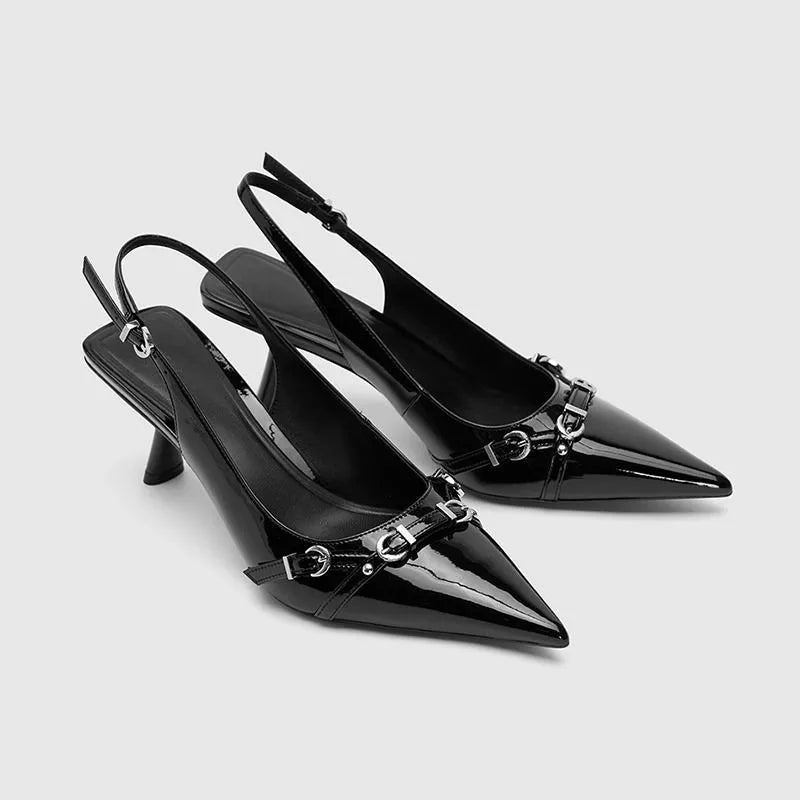 Big Size Footwear Wine Red Women High Heels Shoes Fashion Pointed Toe Pumps Ladies Thin Heels Shoes  Female Slingbacks Slides