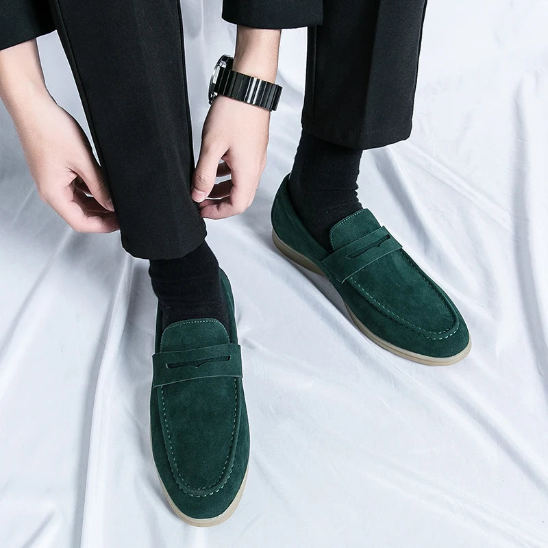 Spring New Classic Suede Loafers Men Casual Shoes Luxury Brand Mens Breathable Slip on Driving Shoes Nubuck Leather Moccasins