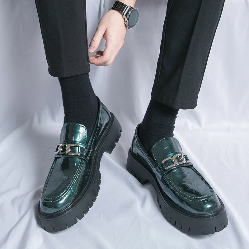 Platform New Men's Dress Leather Shoes High Classic Comfortable Pointed Toe Lace-up Business Shoes Fashion Casual Wedding Party