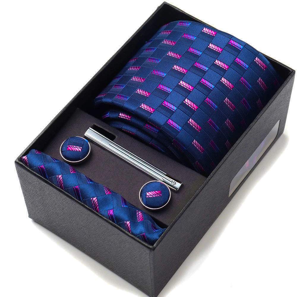 Business Ties Hanky Cufflink Tie Clips Set For Men Green Necktie Corbatas Suit Accessories Wedding In Gift Box Gravatas