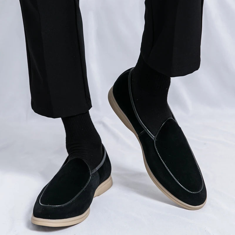 Autumn High-quality Suede Mens Loafers Simple Flat Casual Shoes Luxury Brand Nubuck Leather Outdoor Mocasin Party Wedding Shoes