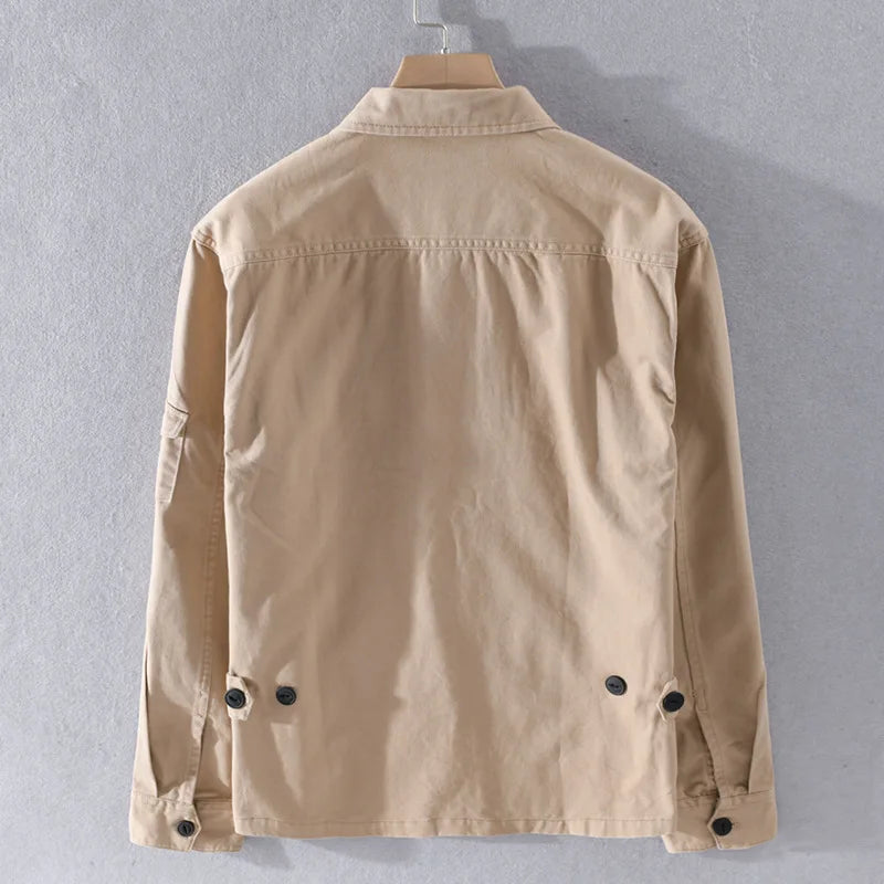 Spring Autumn Safari Style New Men's Cotton 100% Solid Color Shirts For Men Long Sleeve Lapel Casual Slim Fit  Pockets Clothes