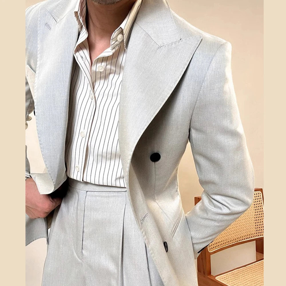 2025 British Style Men Suits Designers Double Breasted Men Tuxedo Suit Wedding Business Dress Coat Social Banquet Tuxedo Costume