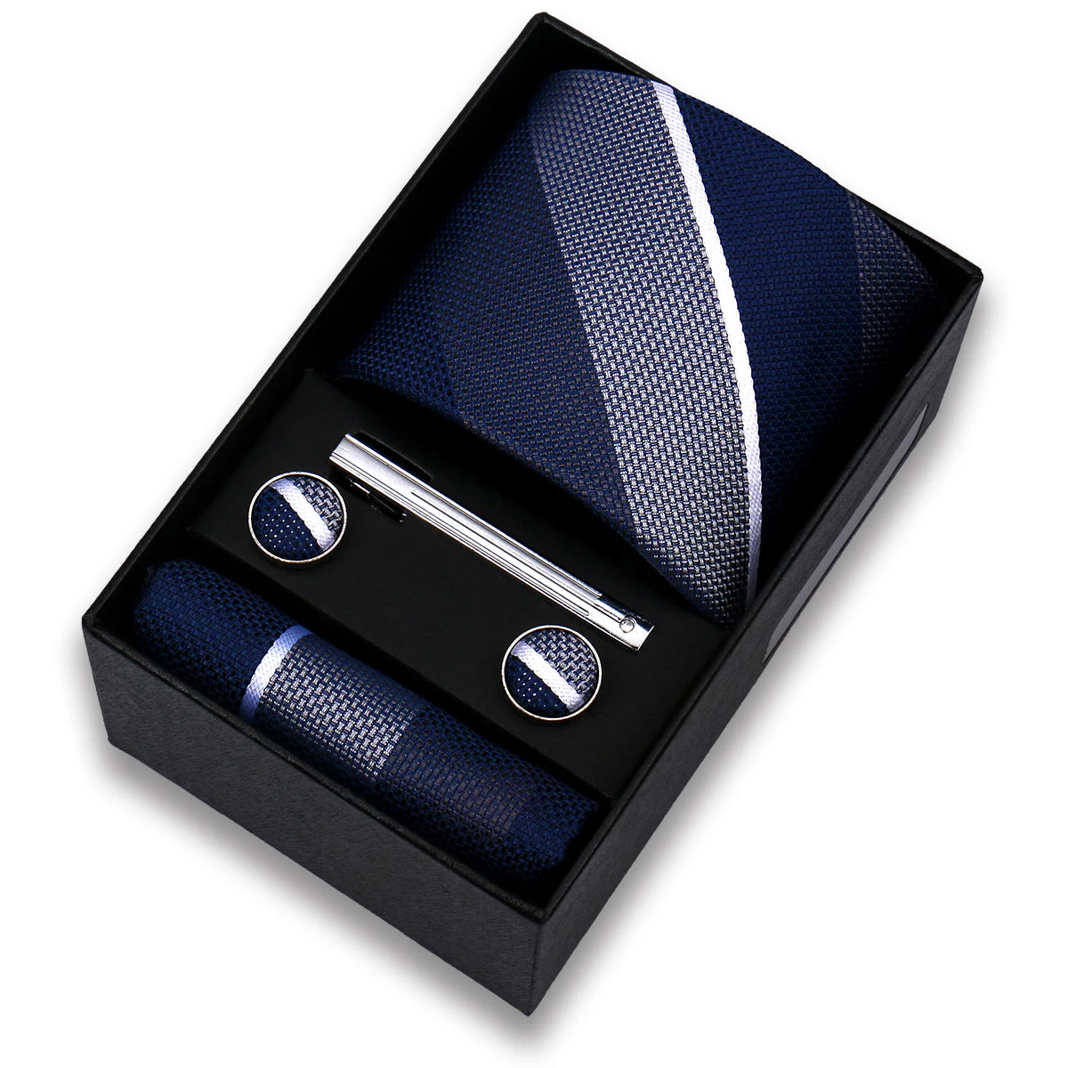 Tie Set For Men Silk Necktie Wedding Cufflinks Box Gift Tie Clip Men Pocket Square Necktie Luxury Business Wholesale Gravatas