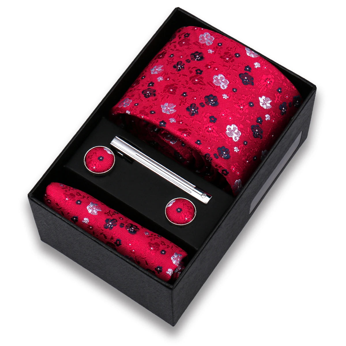 Tie Set For Men Silk Necktie Wedding Cufflinks Box Gift Tie Clip Men Pocket Square Necktie Luxury Business Wholesale Gravatas