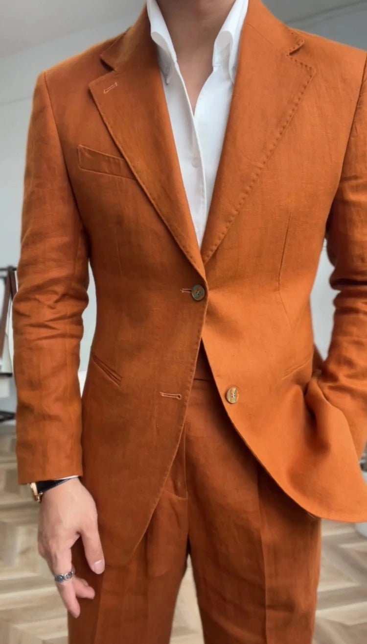High Quality Linen Blend Business Dress Suit Wedding Suit Men Versatile Casual Office Party Prom Costume Homme Men Tuxedo Suit