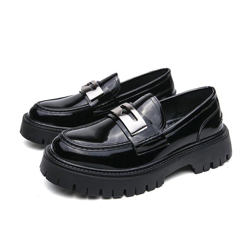 Platform New Men's Dress Leather Shoes High Classic Comfortable Pointed Toe Lace-up Business Shoes Fashion Casual Wedding Party
