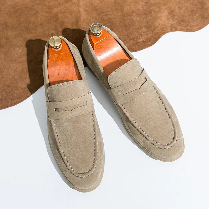 Spring New Classic Suede Loafers Men Casual Shoes Luxury Brand Mens Breathable Slip on Driving Shoes Nubuck Leather Moccasins