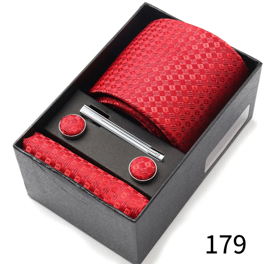 Business Ties Hanky Cufflink Tie Clips Set For Men Green Necktie Corbatas Suit Accessories Wedding In Gift Box Gravatas