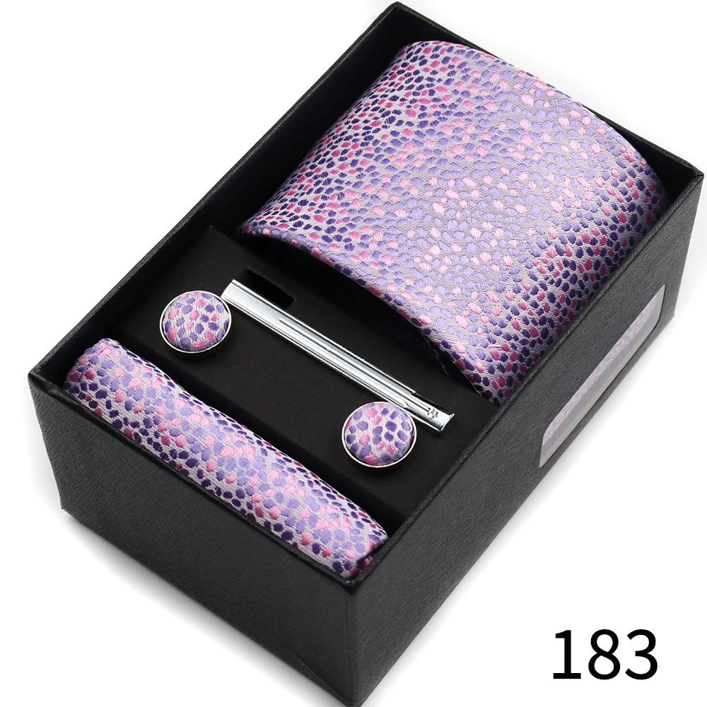Business Ties Hanky Cufflink Tie Clips Set For Men Green Necktie Corbatas Suit Accessories Wedding In Gift Box Gravatas