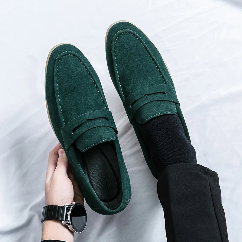 Spring New Classic Suede Loafers Men Casual Shoes Luxury Brand Mens Breathable Slip on Driving Shoes Nubuck Leather Moccasins