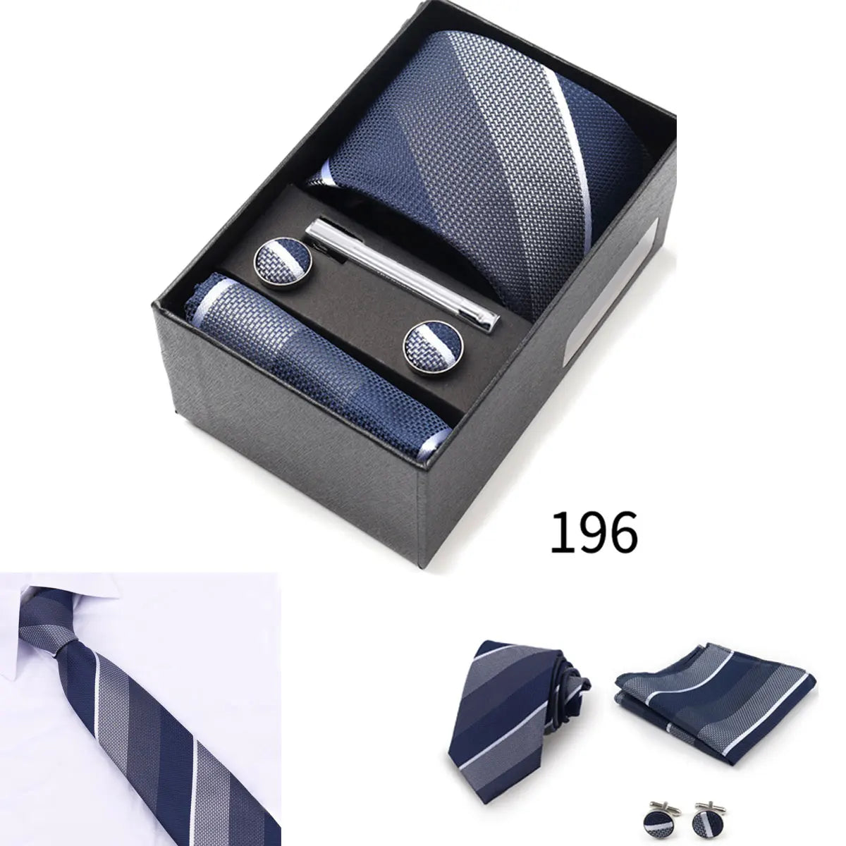 Business Ties Hanky Cufflink Tie Clips Set For Men Green Necktie Corbatas Suit Accessories Wedding In Gift Box Gravatas