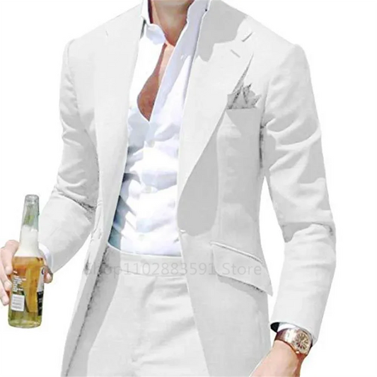 New Party Suits for Men Groom Tuxedos Slim Fit Groomsmen 2 Pieces Wedding Suits Classic Clothing Male Suit (Blazer+Pants)