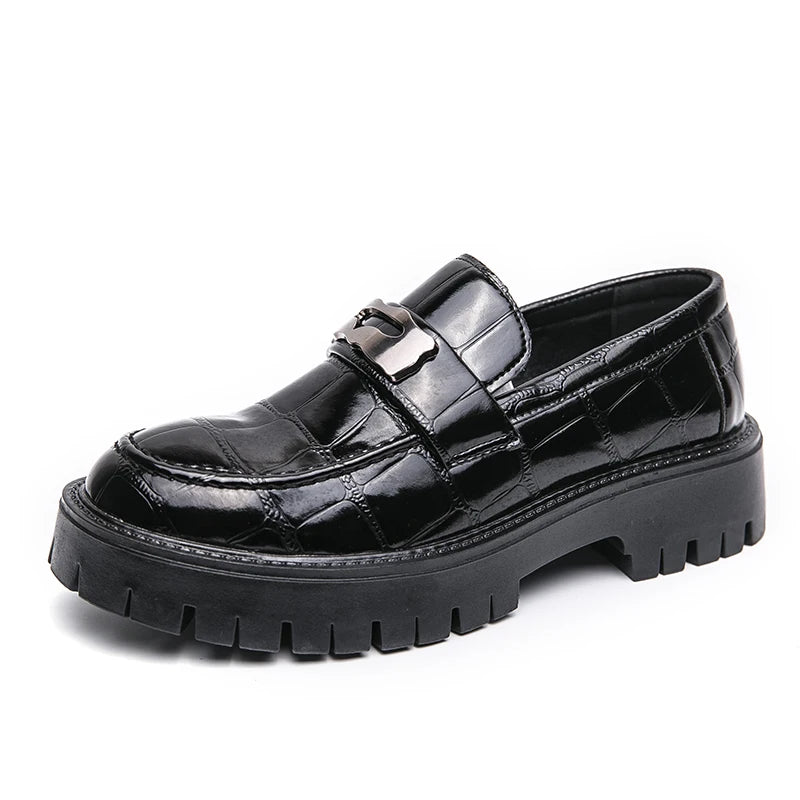 Platform New Men's Dress Leather Shoes High Classic Comfortable Pointed Toe Lace-up Business Shoes Fashion Casual Wedding Party