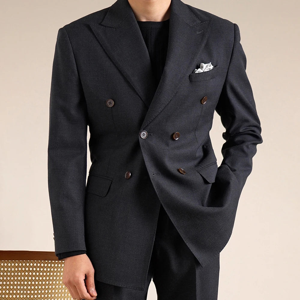 Double Breasted Wedding Suit Men Tuxedo Suit Smoking Homme Mariage Traje Novio 2024 Wool Italian Blazers Suit For Men's Business