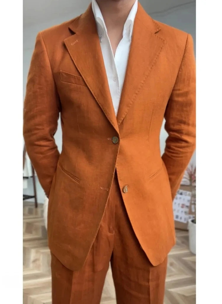High Quality Linen Blend Business Dress Suit Wedding Suit Men Versatile Casual Office Party Prom Costume Homme Men Tuxedo Suit