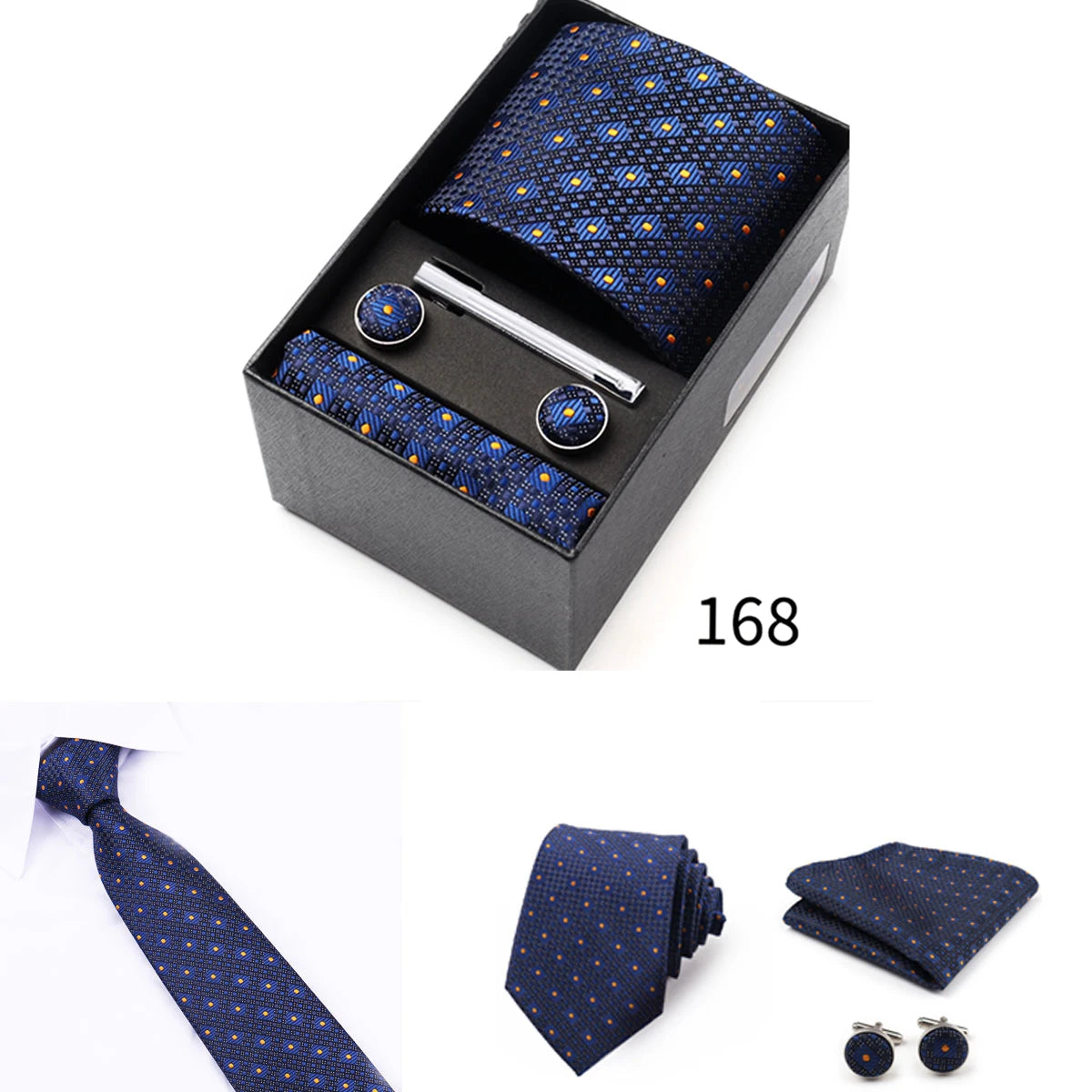 Business Ties Hanky Cufflink Tie Clips Set For Men Green Necktie Corbatas Suit Accessories Wedding In Gift Box Gravatas