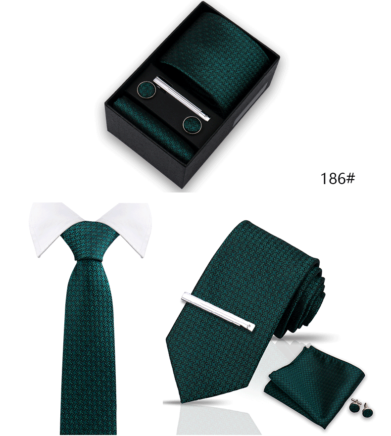 Tie Set For Men Silk Necktie Wedding Cufflinks Box Gift Tie Clip Men Pocket Square Necktie Luxury Business Wholesale Gravatas