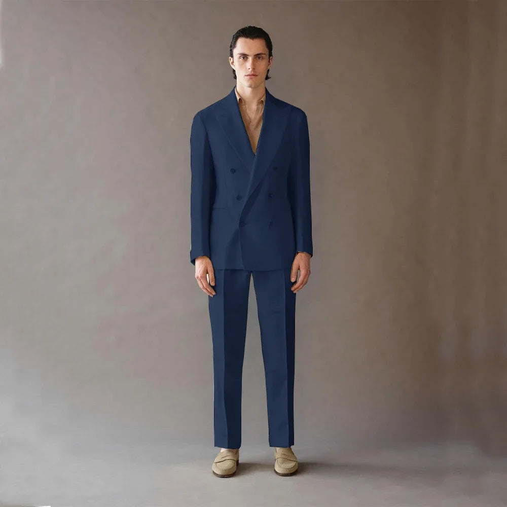 High Quality Men's Suit 2 Piece Blazer Pants Business Luxury For Wedding Men's Costumes Adult Man Costume Summer Serge Casual