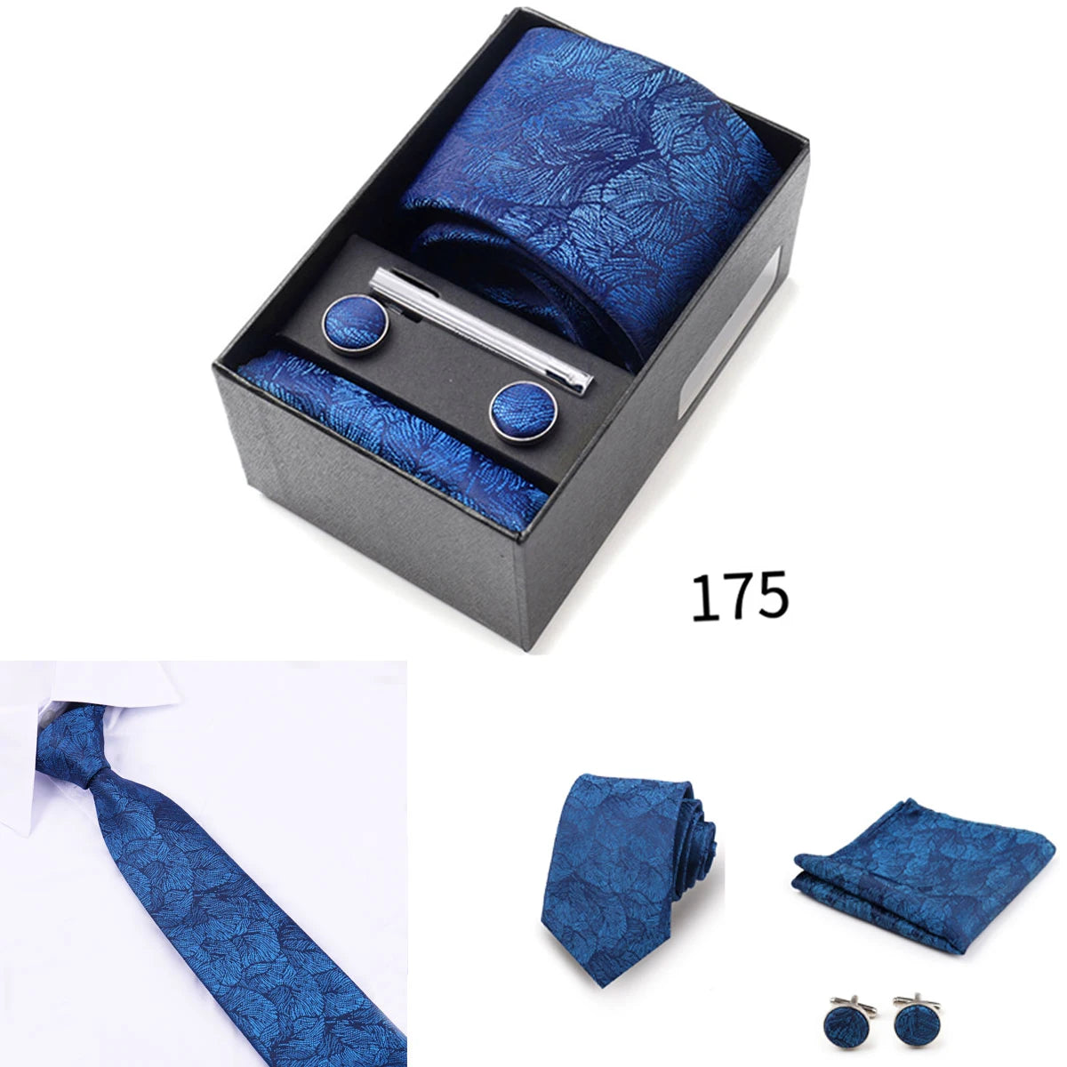 Business Ties Hanky Cufflink Tie Clips Set For Men Green Necktie Corbatas Suit Accessories Wedding In Gift Box Gravatas
