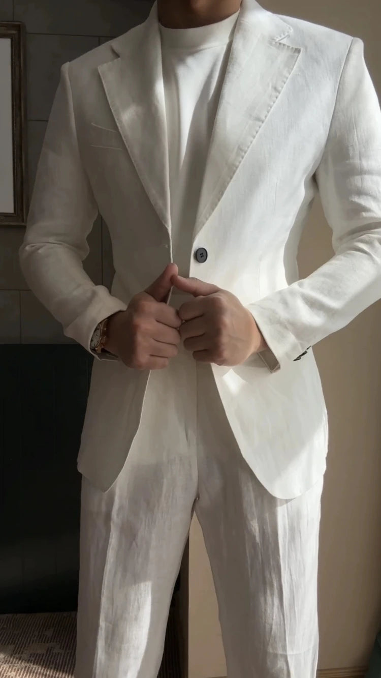 High Quality Linen Blend Business Dress Suit Wedding Suit Men Versatile Casual Office Party Prom Costume Homme Men Tuxedo Suit