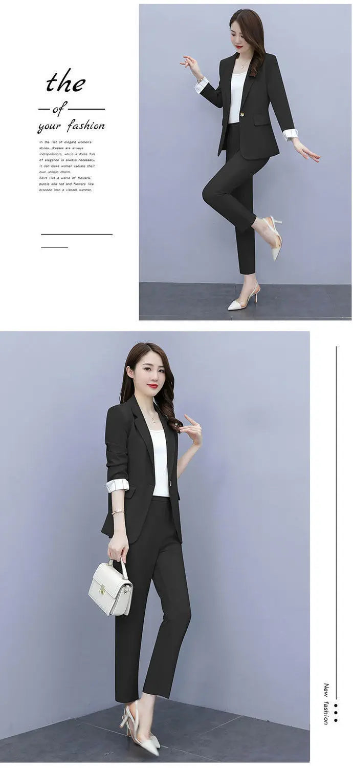 Women's Spring Summer Thin Blazer Pants 3 Pcs Set Korean Office Lady Work Graceful Suit Coat Trousers Vest Outfits Daily Clothes