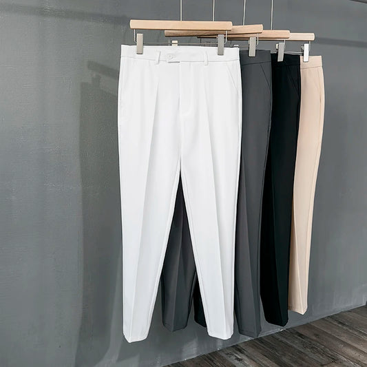 New Suit Pants Men Fashion Business Draped Casual Slim Classic Male Clothing Solid Color Trousers