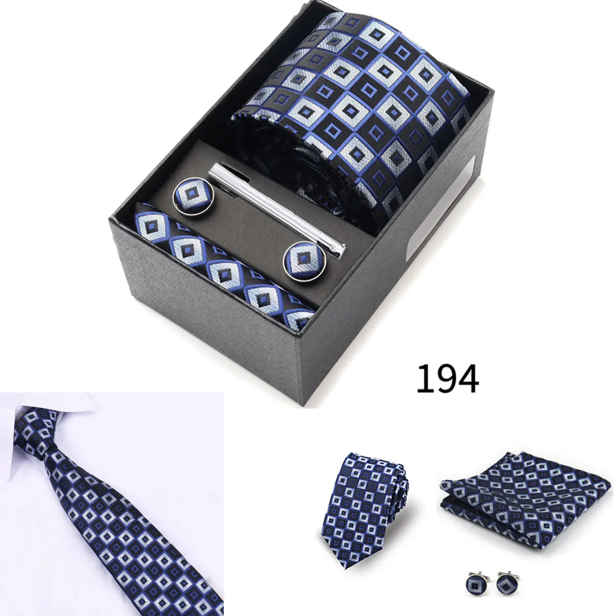 Business Ties Hanky Cufflink Tie Clips Set For Men Green Necktie Corbatas Suit Accessories Wedding In Gift Box Gravatas