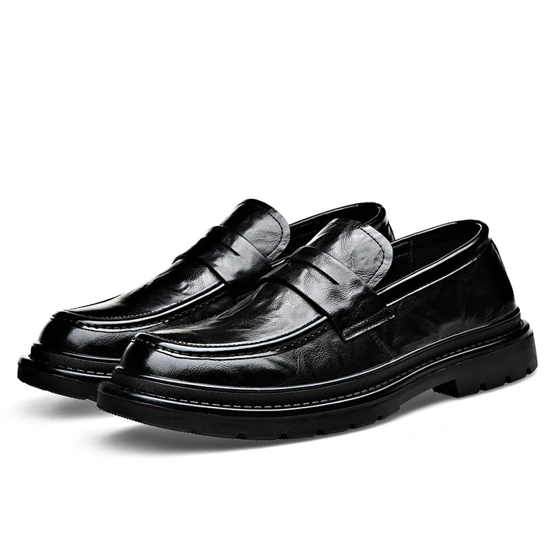 Fashion Leather Mens Casual Shoes Breathable Business Handmade Slip On Shoes Hot Sale Brand Classic Men Shoes Flats Moccasins