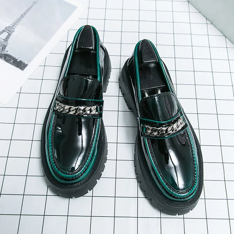 Men Black Leather Shoes Japan Harajuku Korean Fashion Business Wedding Leather Shoe Men High Sole Platform Casual Leather Shoes