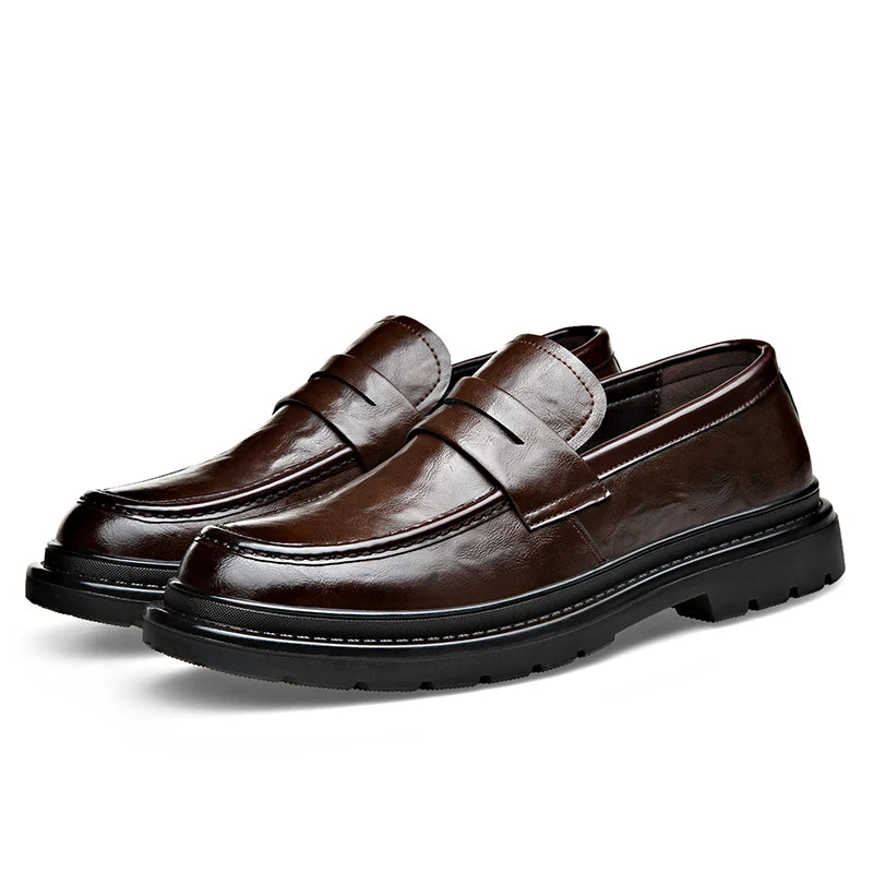 Fashion Leather Mens Casual Shoes Breathable Business Handmade Slip On Shoes Hot Sale Brand Classic Men Shoes Flats Moccasins