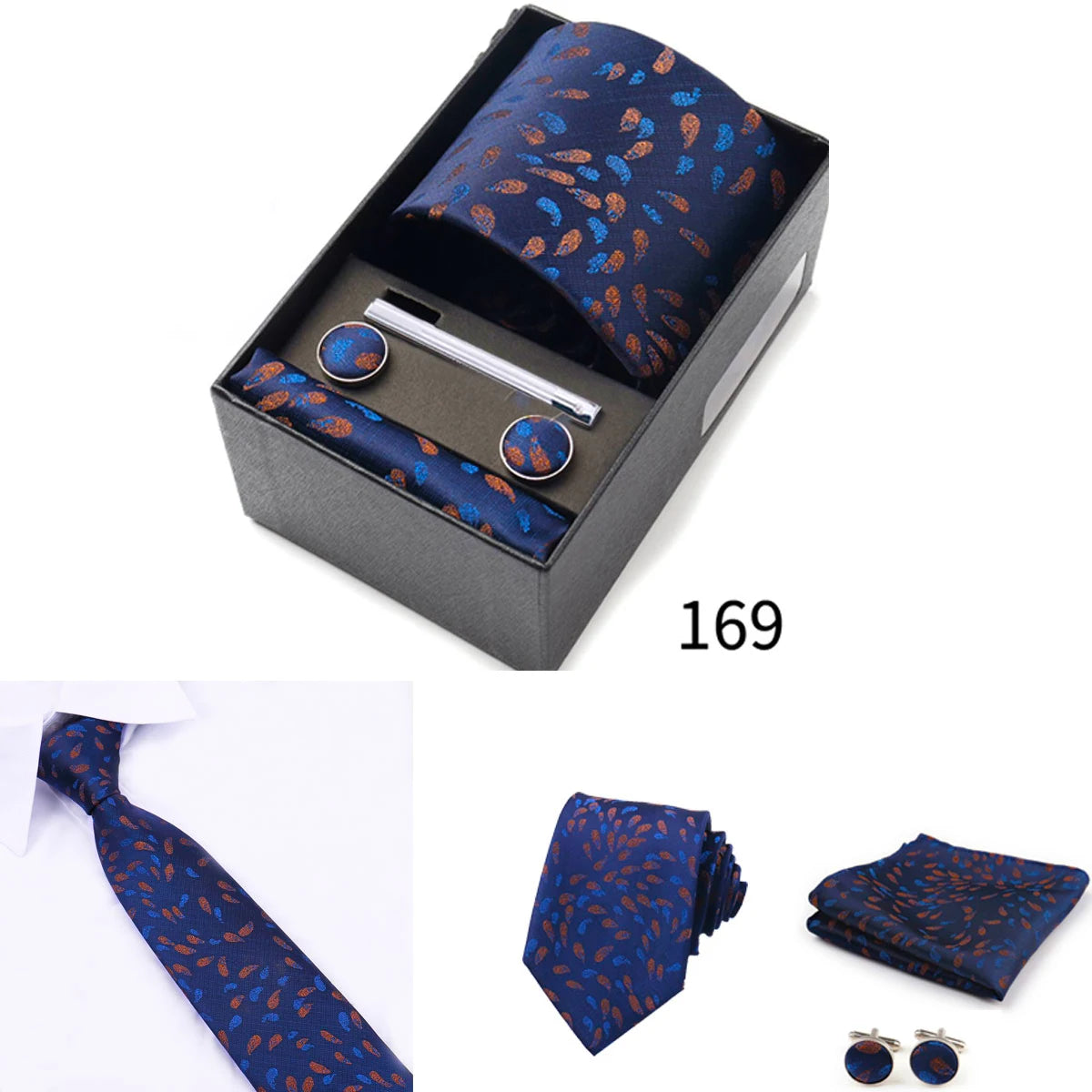 Business Ties Hanky Cufflink Tie Clips Set For Men Green Necktie Corbatas Suit Accessories Wedding In Gift Box Gravatas