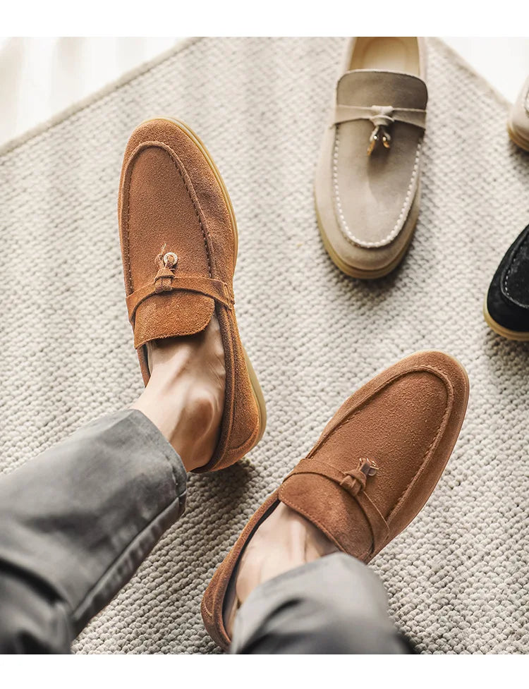 Fashion Men's Casual Shoes Genuine Suede Leather Men Classic British Style Tassels Loafers Moccasins Mens Outdoor Driving Flats