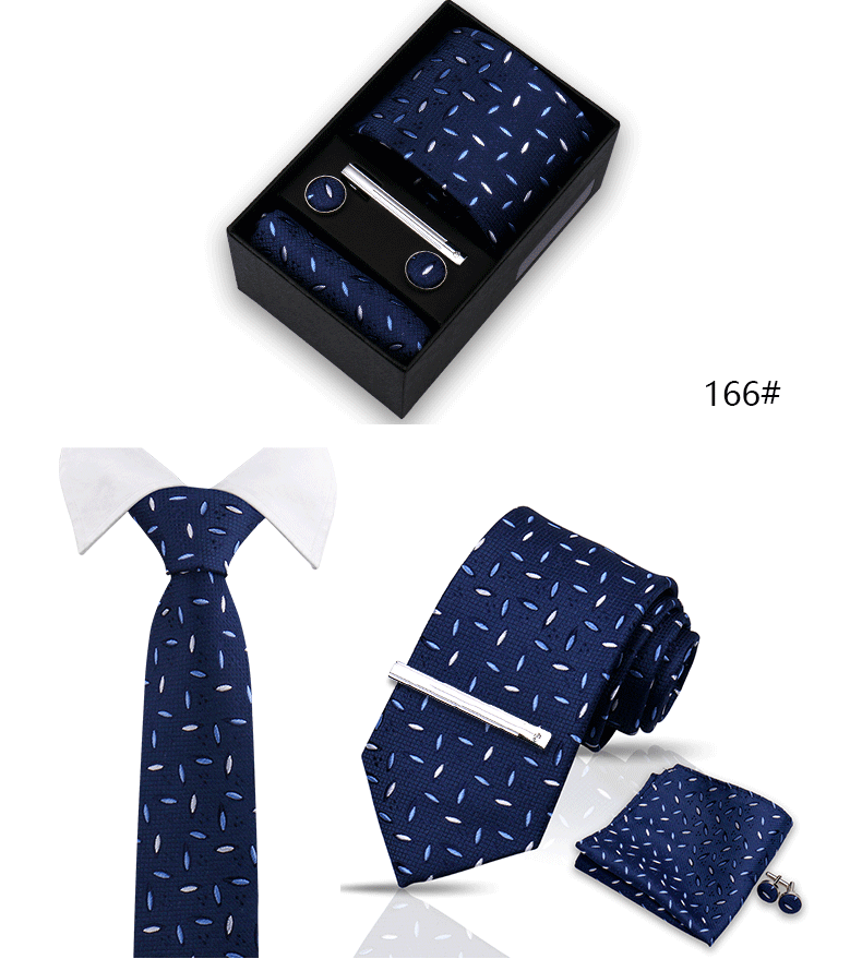 Tie Set For Men Silk Necktie Wedding Cufflinks Box Gift Tie Clip Men Pocket Square Necktie Luxury Business Wholesale Gravatas