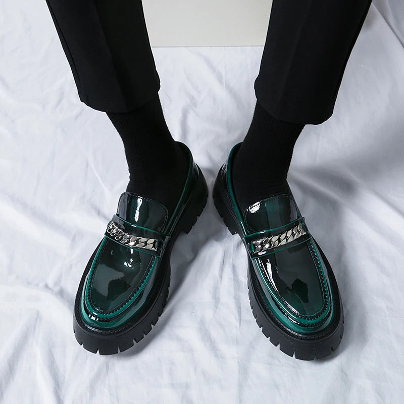 Men Black Leather Shoes Japan Harajuku Korean Fashion Business Wedding Leather Shoe Men High Sole Platform Casual Leather Shoes