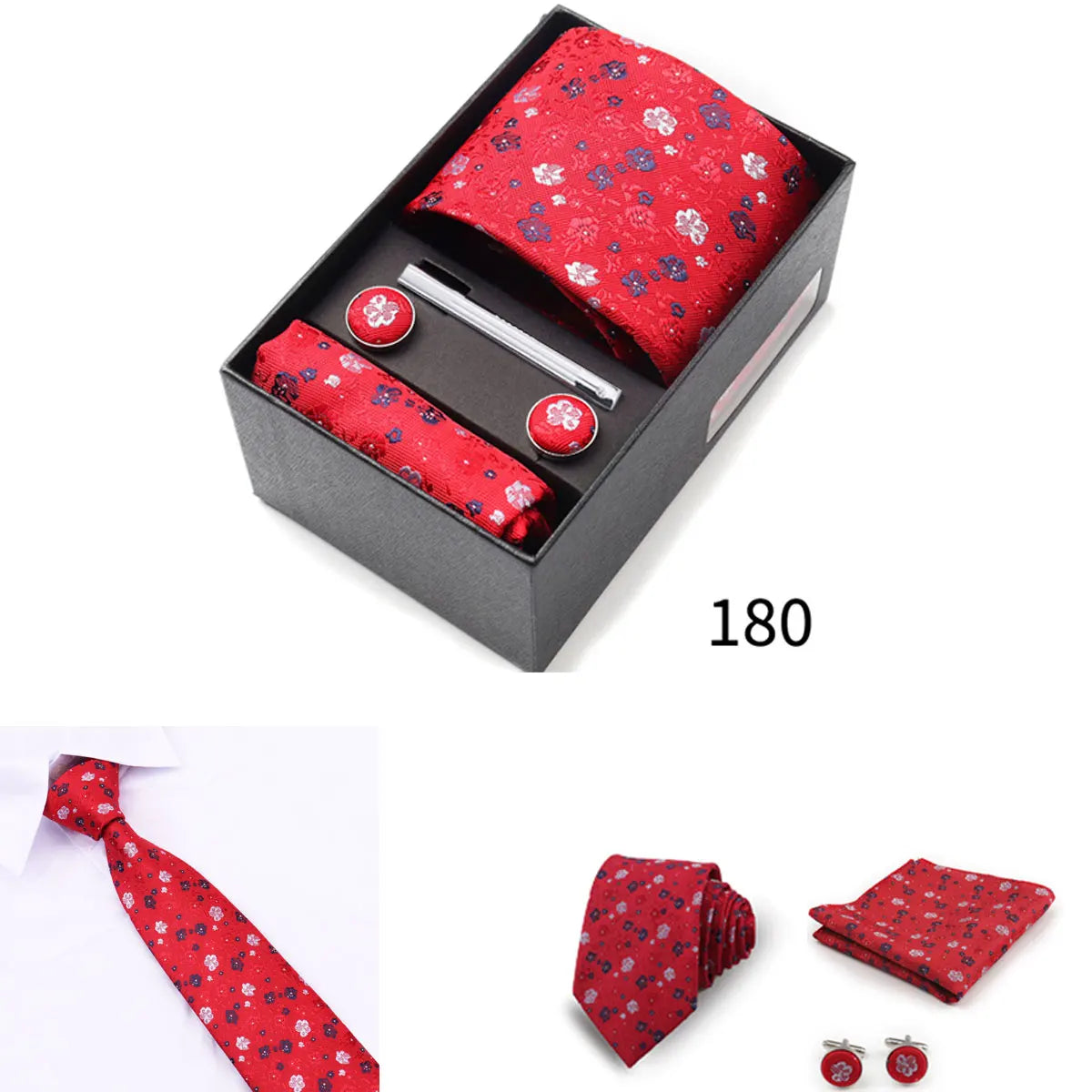 Business Ties Hanky Cufflink Tie Clips Set For Men Green Necktie Corbatas Suit Accessories Wedding In Gift Box Gravatas