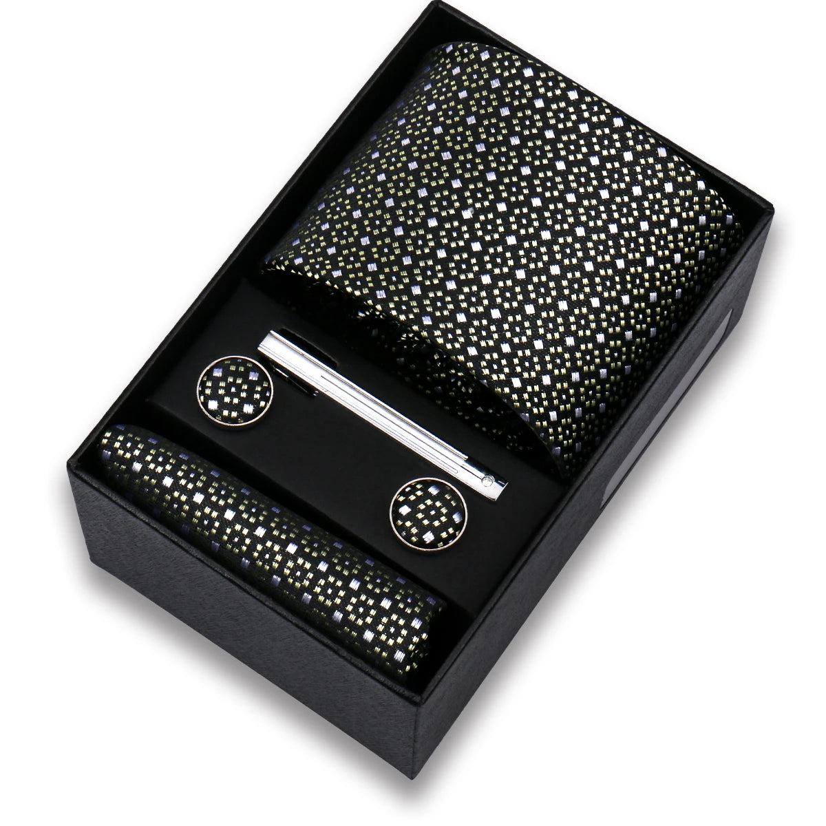 Tie Set For Men Silk Necktie Wedding Cufflinks Box Gift Tie Clip Men Pocket Square Necktie Luxury Business Wholesale Gravatas