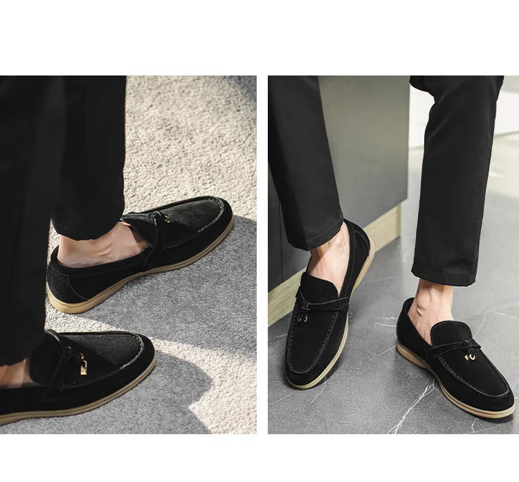 Fashion Men's Casual Shoes Genuine Suede Leather Men Classic British Style Tassels Loafers Moccasins Mens Outdoor Driving Flats