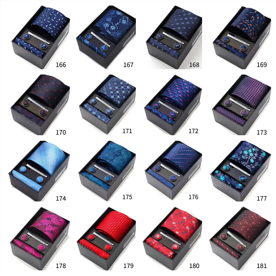 Business Ties Hanky Cufflink Tie Clips Set For Men Green Necktie Corbatas Suit Accessories Wedding In Gift Box Gravatas